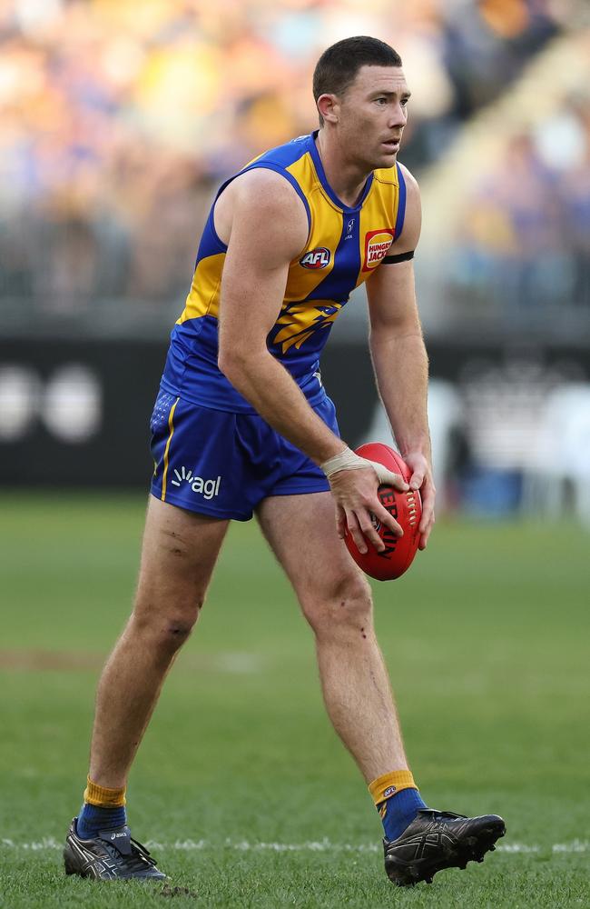 Jeremy McGovern is likely to miss this week’s game with broken ribs. Picture: Will Russell/AFL Photos via Getty Images.