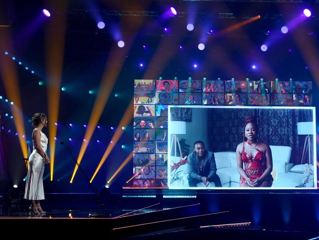 Sampa the Great accepts the ARIA Award for Best Hip Hop Release at the 2020 ARIA Awards. Picture: Getty