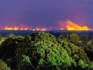 Fires west of Casino along the range, as seen from Hotham St, Casino. Picture: Dee Hartin Photography