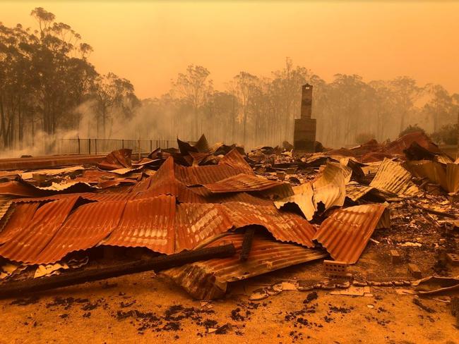 The fire that destroyed Arlo Ireland’s family home on the NSW south coast.