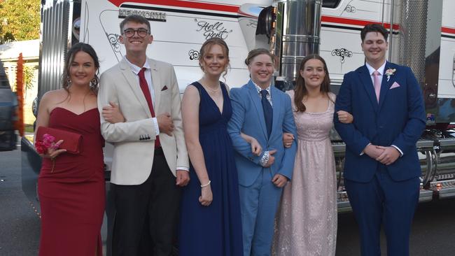 Raylene, Kieron, Mackenzie, Kale, Dominic and Casey at the Maleny State High School formal on November 16, 2022. Picture: Sam Turner