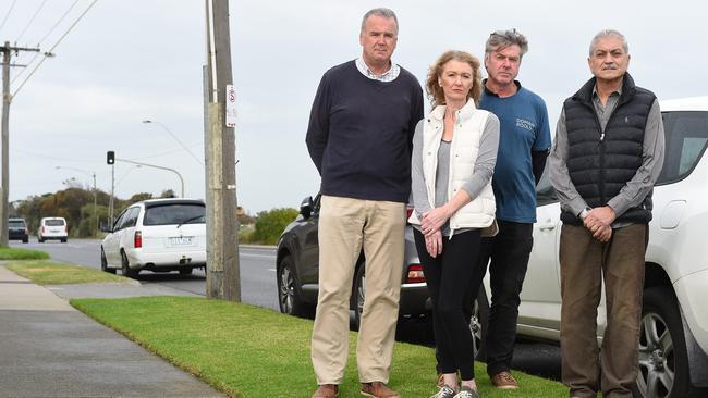 Mark Tyquin, Catherine McLeod, Tony McLeod and Joseph Boulos are furious about plans to plant trees along the Bay Trail. Picture: Josie Hayden