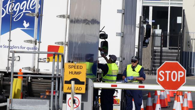 Police conducting a safety audit at one of Australia's largest poultry producers in connection to the fatal crash that killed Jo-Ann Thwaites. Picture: Matthew Sullivan