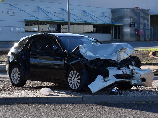 A car collided with a semi-trailer overnight in Casuarina. Picture: Will Zwar