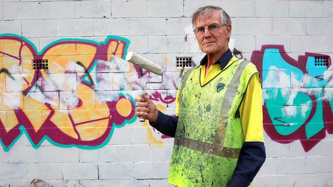 PRIDE OF Australia nominee John Oakey paints over graffiti in his community for free. He patrols the suburbs of Lower Blue Mountains and as soon as he sees Graffiti he pulls out his pot of paint and brushes over the graffiti.