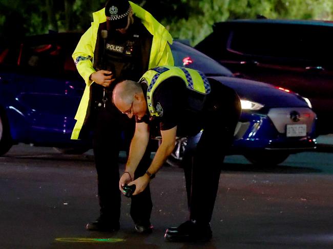 July 9, 2024: Police and emergency services are at the scene of a serious crash, a person being hit by a car on West Terrace near the intersection of Hindley Street. Picture: Kelly Barnes