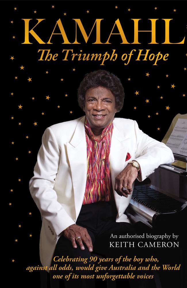 Singer Kamah's new book, Kamahl: The Triumph of Hope. Picture: Supplied