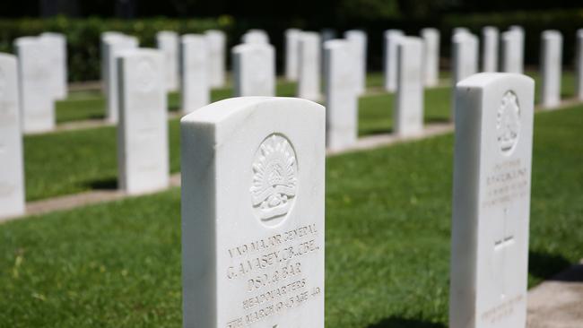 Gravestone of Major General George Alan Vasey at the Cairns War Graves Cemetery in Manunda. PICTURE: BRENDAN RADKE