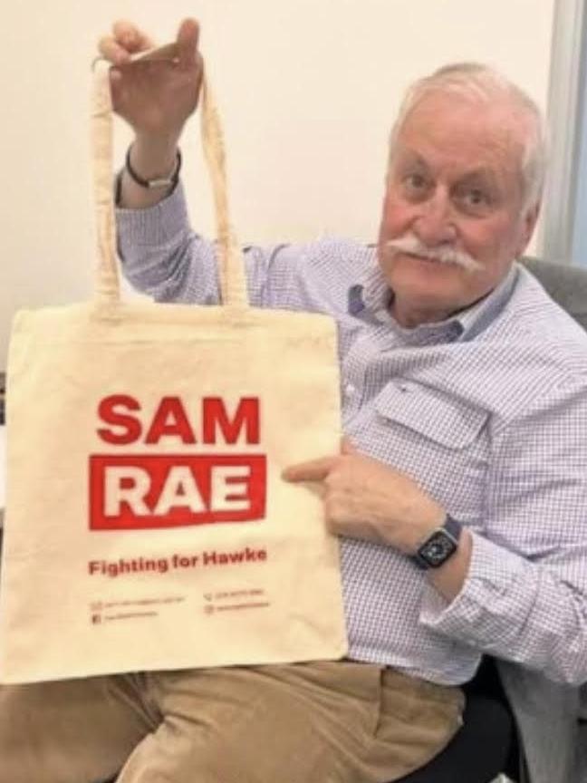 Hakki Suleyman with a Sam Rae tote bag.