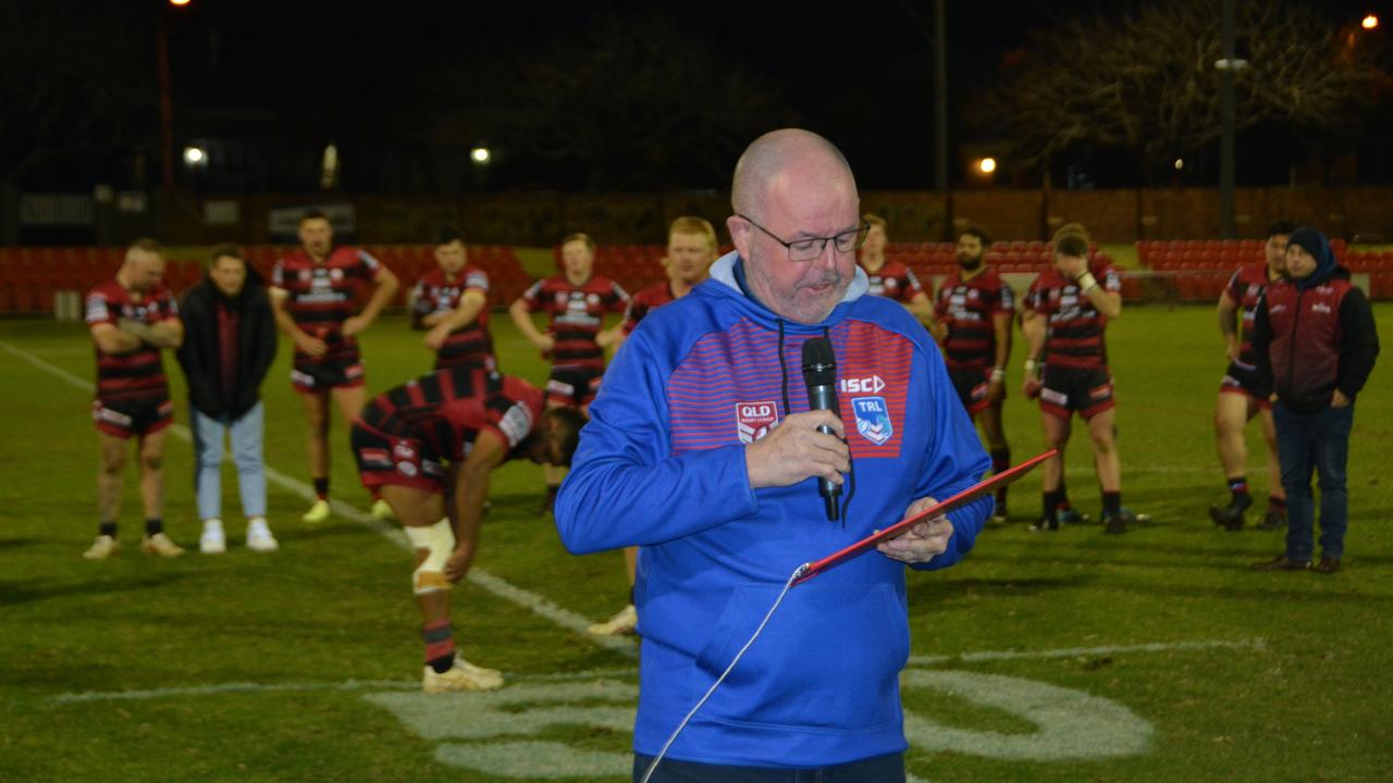 Paul Reidy announcing the Bill and Stephen Pollard medallist.