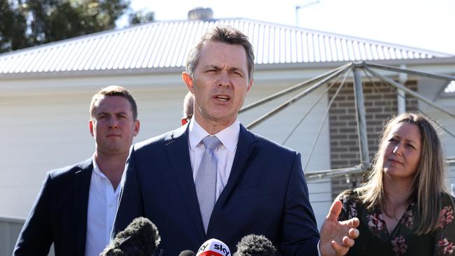 Labor’s Jason Clare spruiks the benefits of the housing plan. Picture: Liam Kidston