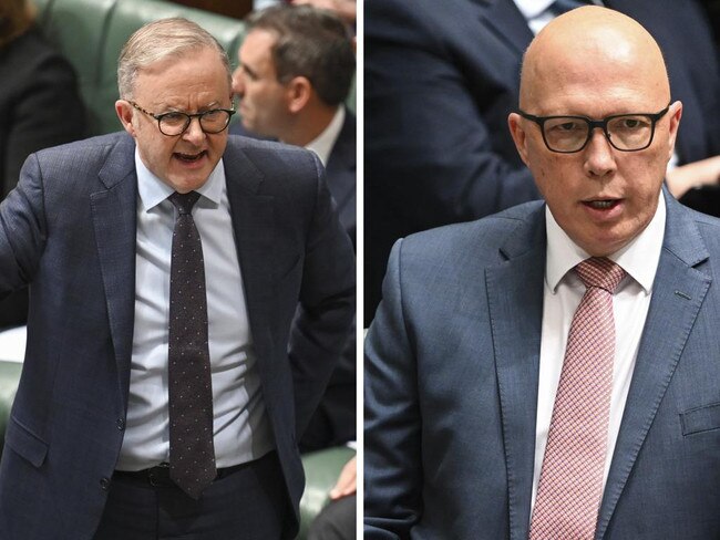 Anthony Albanese and Peter Dutton in Question Time on November 30. Picture: NCA NewsWire / Martin Ollman
