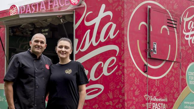 Number 6: Daniel D'Agostino and his wife Alex with their Pasta Face Food Truck. Picture: Andy Brownbill