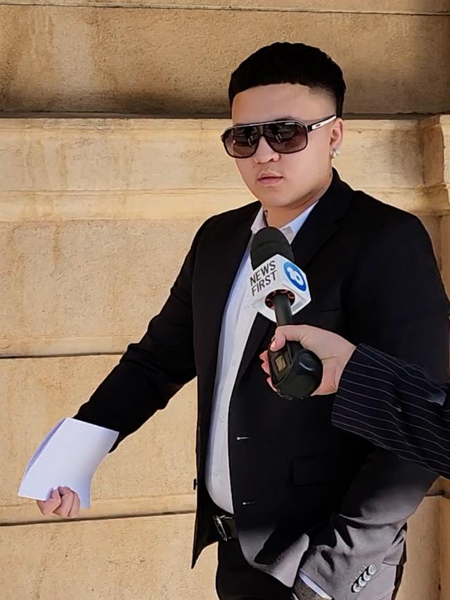 Gino Putu Pacino leaves District Court after being sentenced for drug trafficking. Picture: Leah Smith