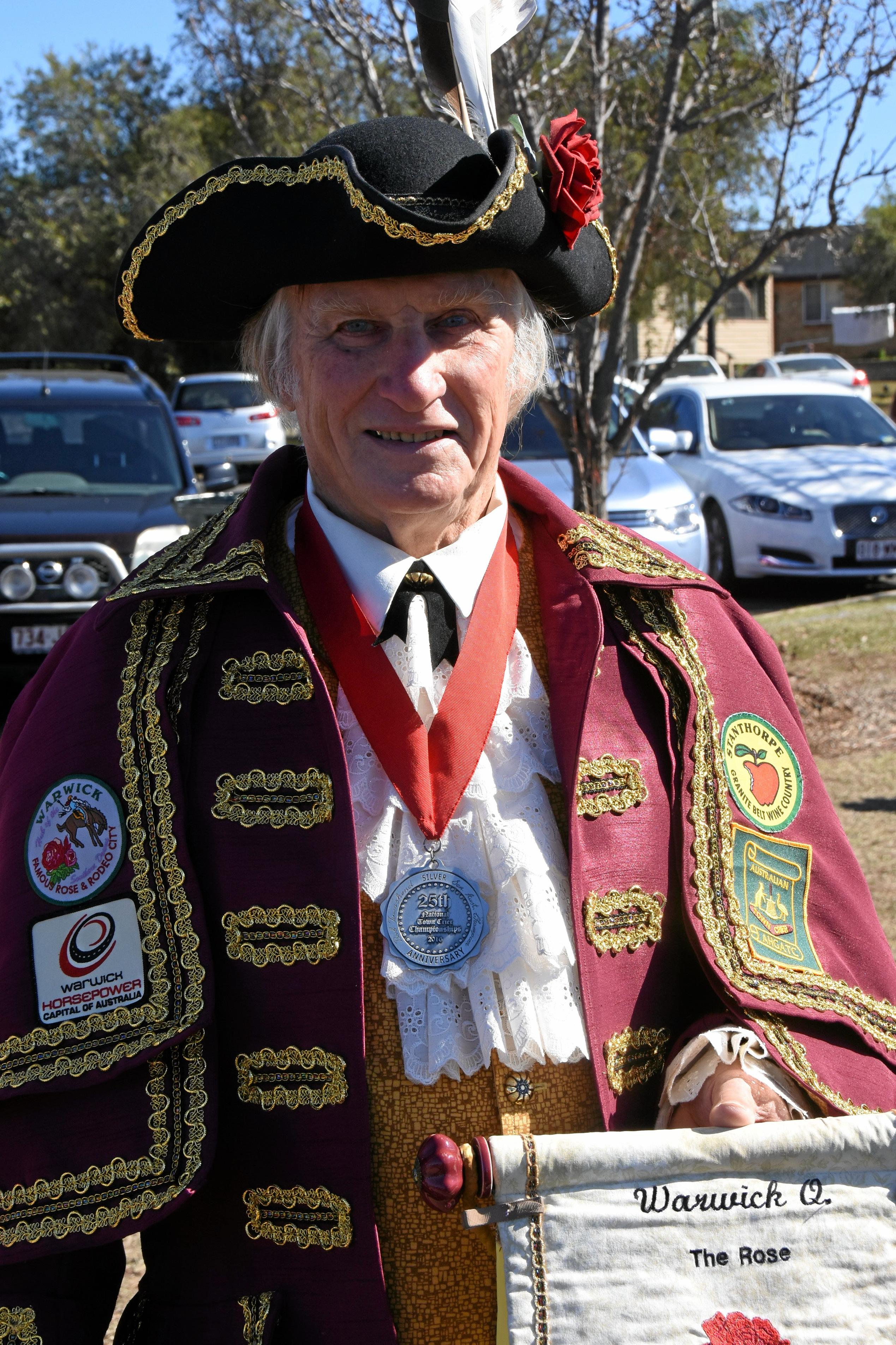 Warwick town crier Bob Townshend. Picture: Chris Lines