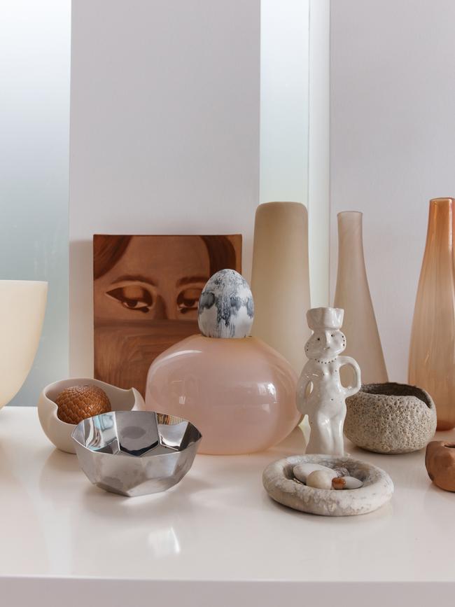 Self Portrait Study (2022) by Louise Olsen, Lady ceramic sculpture (2023) by Louise Olsen. Picture: Michael Comninus