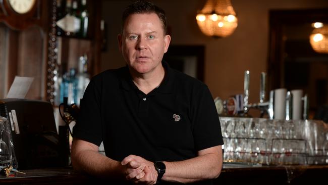 The Glenferrie Hotel publican Mark O'Reilly in the pub's main bar. Picture: Andrew Henshaw