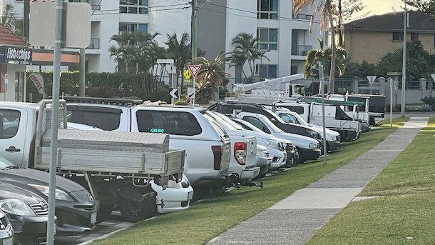 Cars parked outside Broadbeach Bowls Club, signalling a development wave in the Gold Coast beachfront suburb.