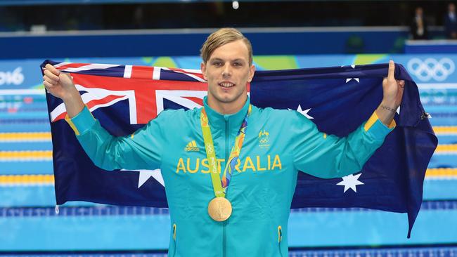 Chalmers celebrates his gold medal win at the 2016 Rio Olympics. Picture: Alex Coppel