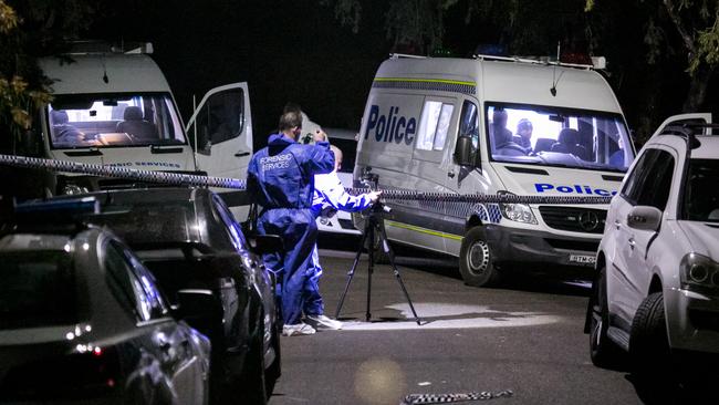 Forensics investigate the house where the young girl was tragically killed in 2017. Picture: Damian Hoffman