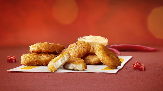 Get in quick, McDonald’s Spicy Chicken McNuggets are back on the menu for a limited time only. Picture: Supplied