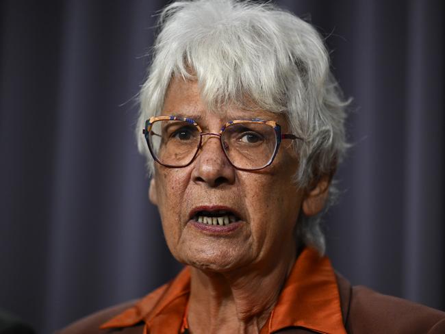 CANBERRA, AUSTRALIA  - NewsWire Photos - February 10, 2025: Lead Convenor of the Coalition of Peaks,ÃÂ Pat Turner, CEO of the Aboriginal Drug and Alcohol Council, Scott Wilson and Minister for Indigenous Australians, Malarndirri McCarthy hold a press conference at Parliament House in Canberra. NewsWire / Martin Ollman