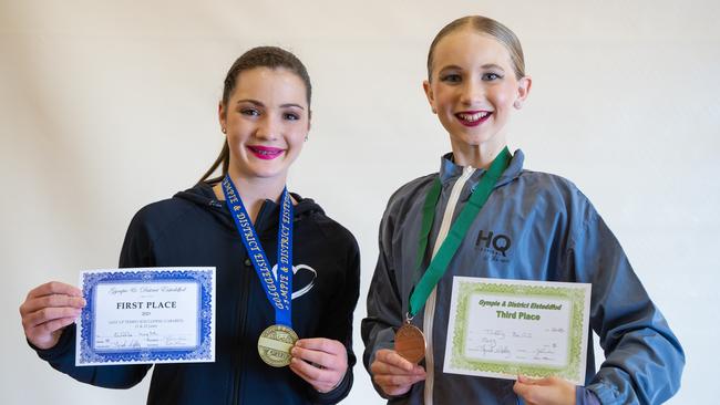 Ella Wyllie placed first, and Tully Bell placed third in the jazz up tempo (11-12 years) at the Gympie Eisteddfod. Sunday, July 30. 2023. Picture: Christine Schindler