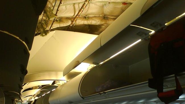 The damage aboard Qantas Flight 72 when it plunged 690 feet in 23 seconds while on route from Singapore to Perth in October 2008.