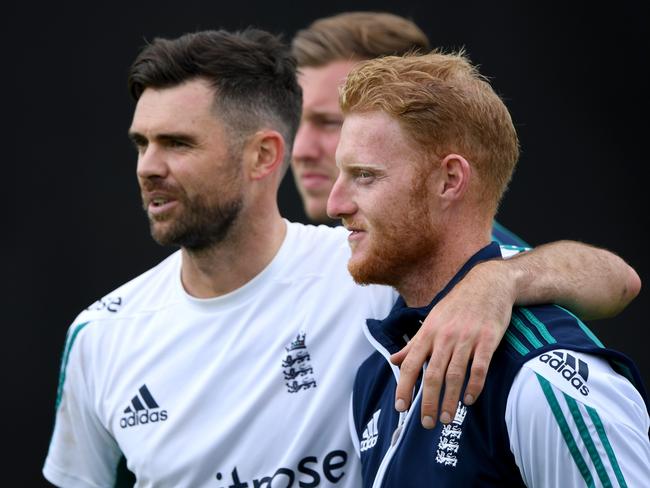 James Anderson (shares a joke with Ben Stokes last year.