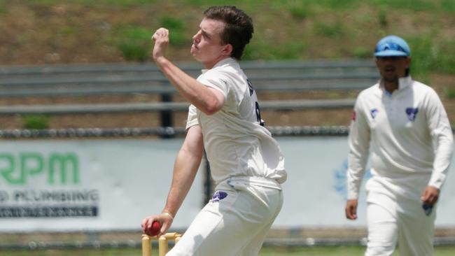 VSDCA cricket : Ivanhoe v Plenty Valley at Yarrambat War Memorial Park. Ivanhoe bowler Jonathan Kuch.  Picture: Valeriu Campan