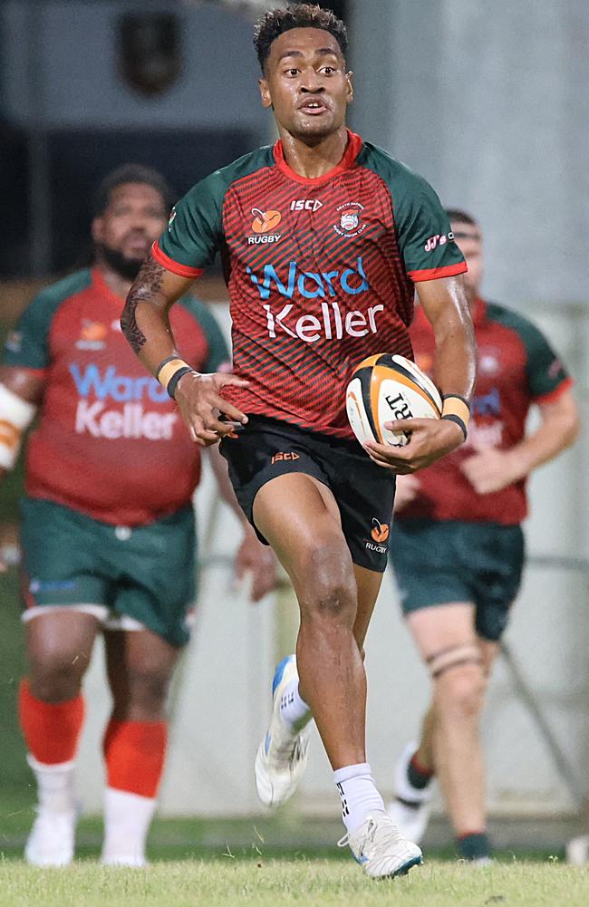 South Darwin's speedy winger Setefano 'Dan' Lemuel Cakaunivalu scored a hat-trick in Round 14. Picture: From The Sideline Sports Photography