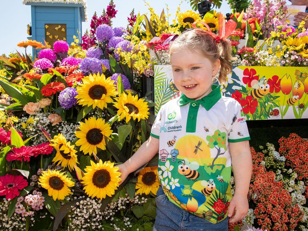 Parker Wetherspoon rode the Woolworths Float in the Grand Central Floral Parade.Saturday September 16, 2023