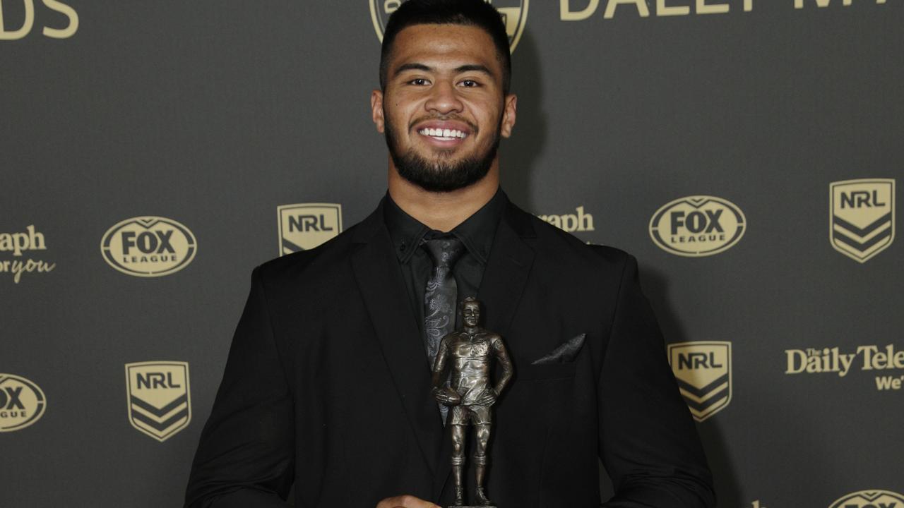 Payne Haas with rookie of the year award during the 2019 Dally M Awards at Hordern Pavilion on October 02, 2019 in Sydney, Australia. (Photo by Brook Mitchell/Getty Images)