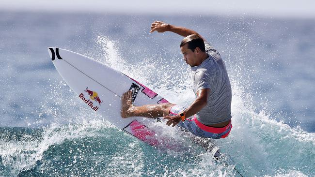 Julian Wilson enjoying the waves at Snapper Rocks yesterday. Picture: Jerad Williams