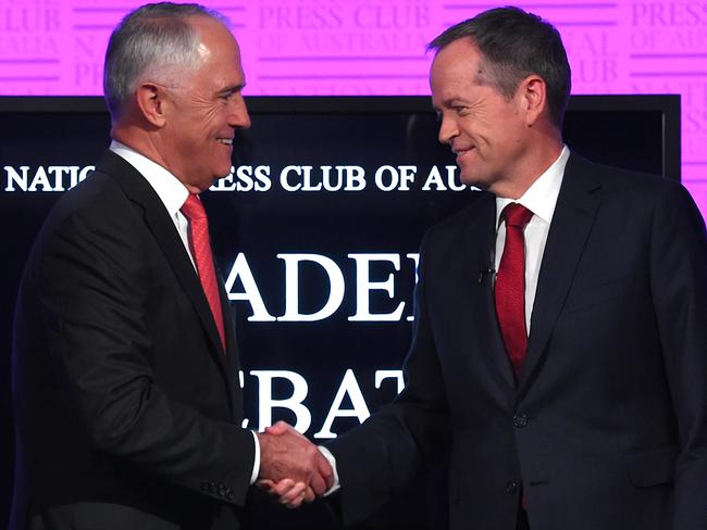 The two leaders were polite but both took pot shots at times. Picture: Tracey Nearmy/AAP.