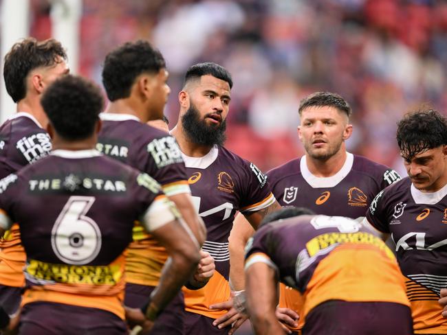 Dejected Broncos. Picture: Zain Mohammed / NRL Photos