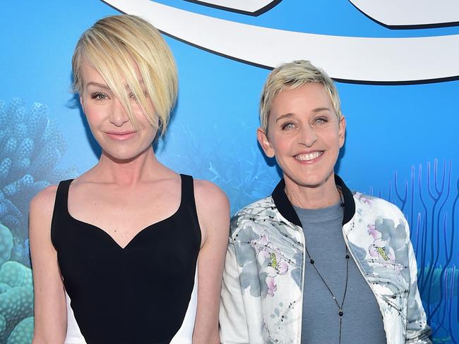 HOLLYWOOD, CA - JUNE 08:  Actresses Portia de Rossi (L) and Ellen DeGeneres attend The World Premiere of Disney-PixarÂ’s FINDING DORY on Wednesday, June 8, 2016 in Hollywood, California.  (Photo by Alberto E. Rodriguez/Getty Images for Disney)