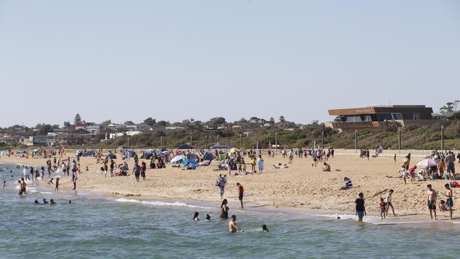 New Year’s Day Beach Crawl. Mordialloc beach. Picture: Valeriu Campan