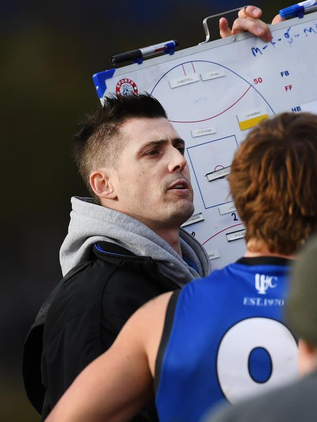 Unley coach Kane Stewart has the Jets firing on all cylinders in 2019. Picture: AAP/Mark Brake