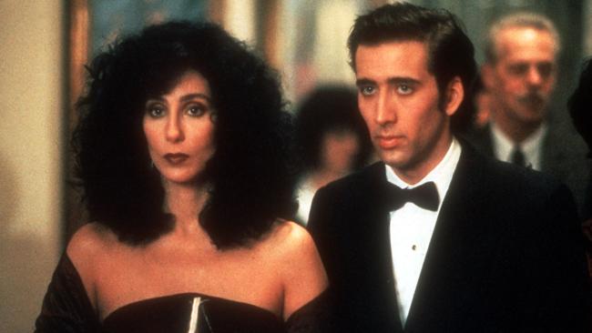 Cage and co-star Cher in Moonstruck in 1987. Picture: AFP