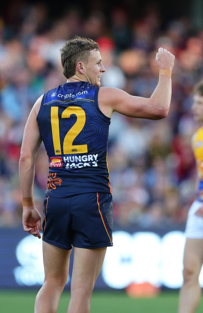 Jordan Dawson has been one of the Crows’ best over the past month. Picture: Sarah Reed/AFL Photos via Getty Images.