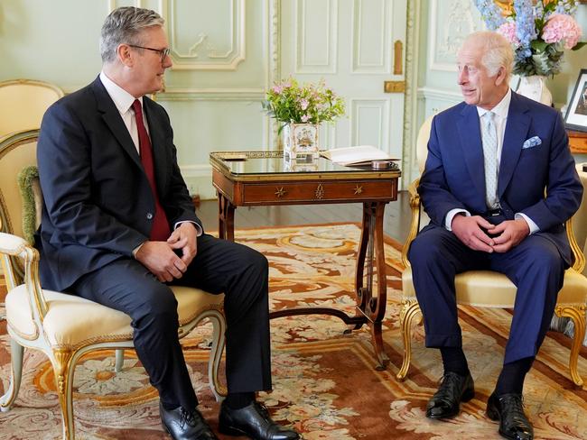 King Charles III welcomes Sir Keir Starmer during an audience at Buckingham Palace. Picture: Getty