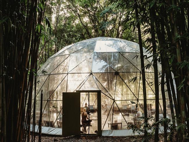 The geodesic yoga dome at Soma Retreats in Byron Bay. Picture: Romello Pereira/ Soma Byron