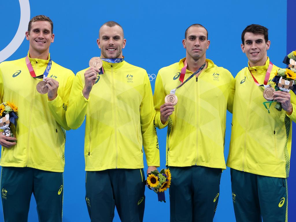 Mack Horton wasn’t on the podium when Alexander Graham, Kyle Chalmers, Zac Incerti and Thomas Neill ere awarded bronze.