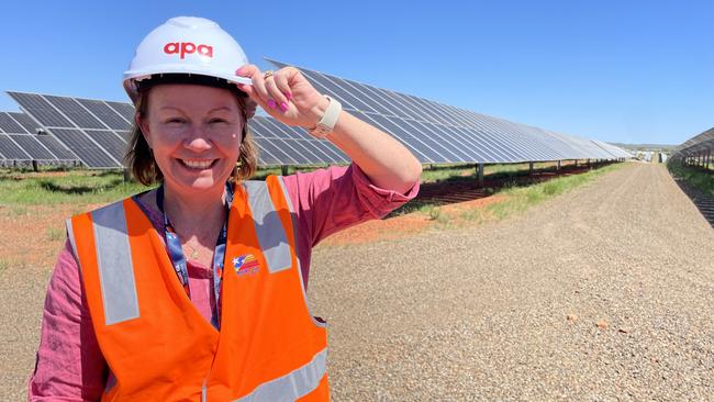 Mount Isa City Council Mayor Peta MacRae at APA's Dugald River Solar Farm which puts 88mw into the North West Grid - the large majority of the power goes to the Dugald River Mine.