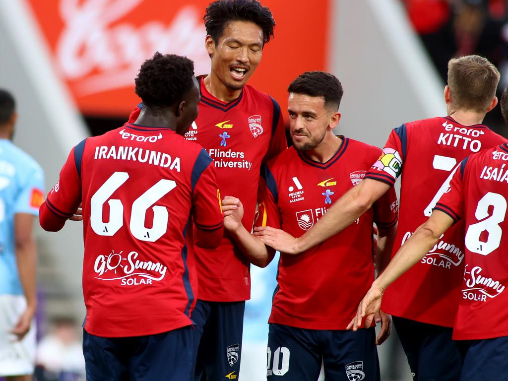 Adelaide United has started its A-League season with back-to-back wins. Picture: Kelly Barnes/Getty Images
