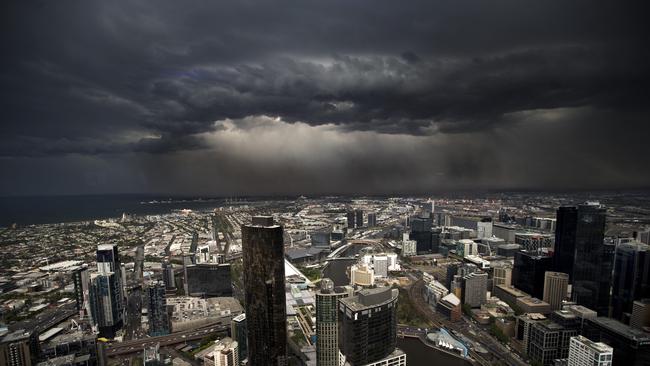 The stormfront hits the city. Picture: Norm Oorloff