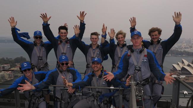 Sydney’s draftees on the Sydney Harbour Bridge. Picture: Phil Hillyard