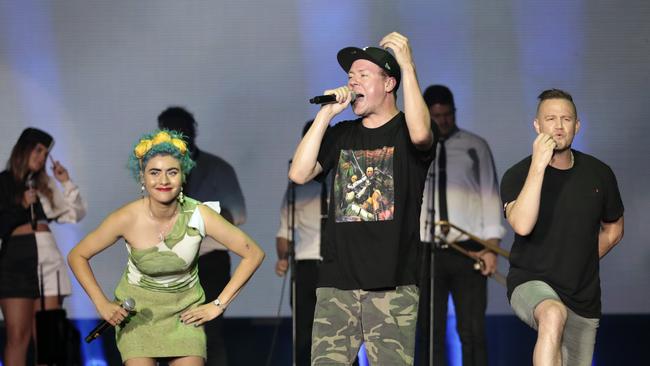 Montaigne performs with Hilltop Hoods at the historic concert. Picture: Getty Images