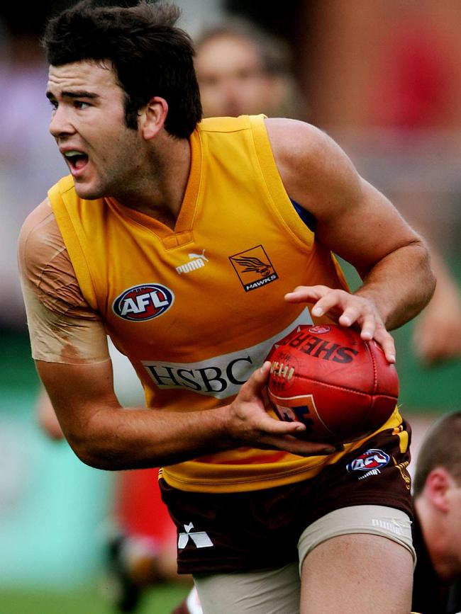 Lewis in action during a training session in his first year at Hawthorn.